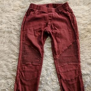 Burnt maroon Moto jeggings